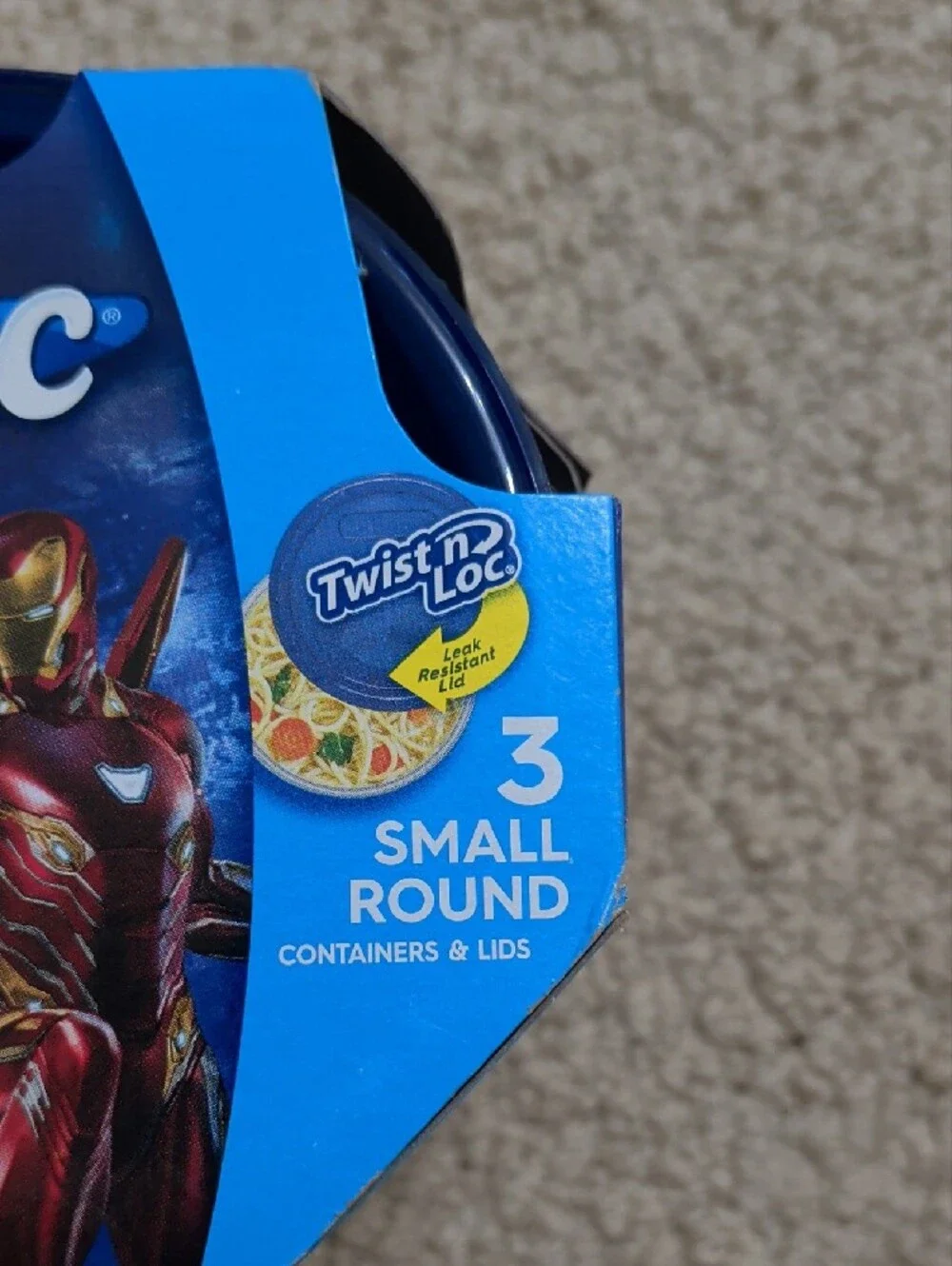Ziploc Avengers Iron Man Small Round Twist 'n Loc Food Container - Blue & Clear